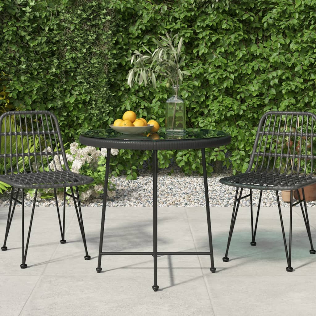 Eettafel Ø80 cm gehard glas en staal zwart – afbeelding 1