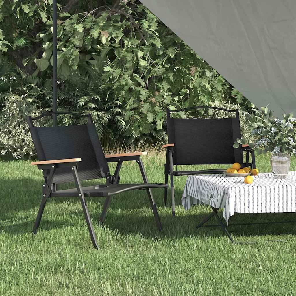 Campingstoelen 2 st 54x43x59 cm oxford stof zwart – afbeelding 1