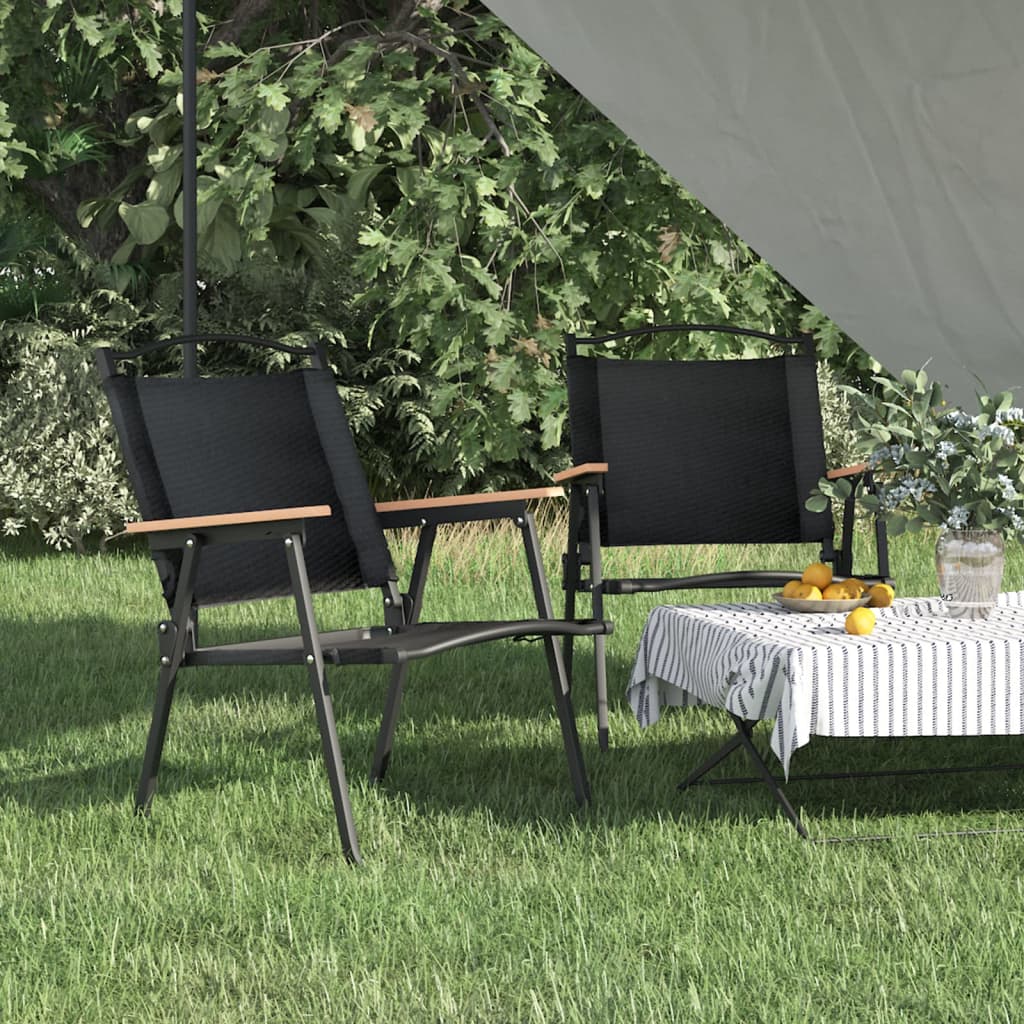 Campingstoelen 2 st 54x55x78 cm oxford stof zwart – afbeelding 1