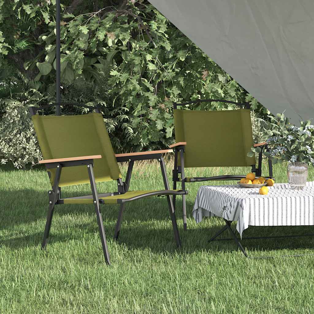 Campingstoelen 2 st 54x55x78 cm oxford stof groen – afbeelding 1