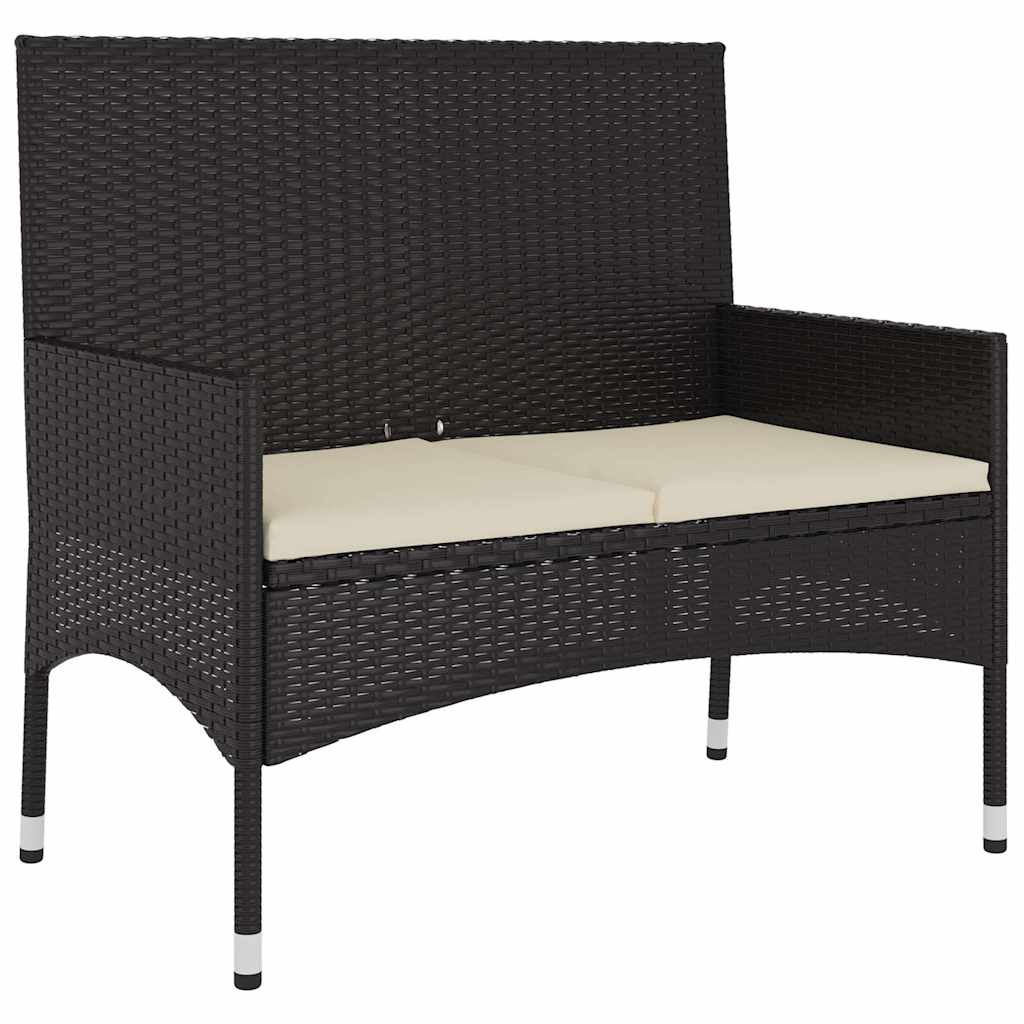 6-delige Loungeset met kussens poly rattan zwart – afbeelding 11