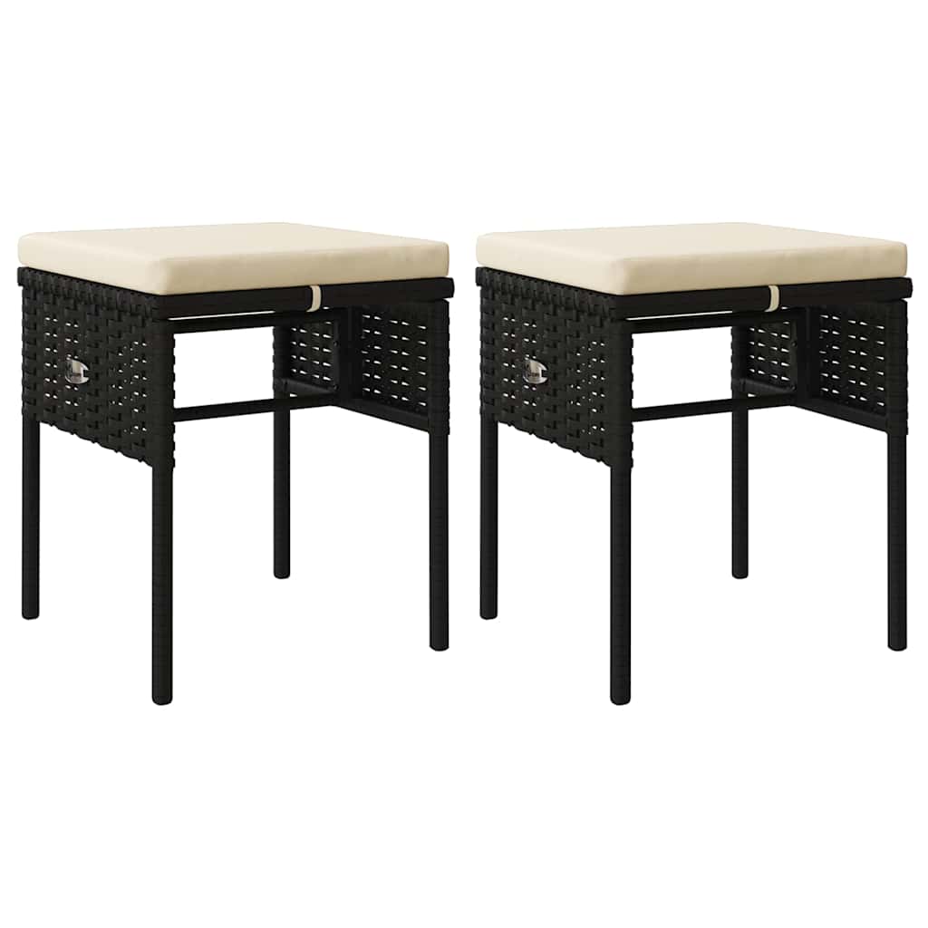 6-delige Loungeset met kussens poly rattan zwart – afbeelding 7