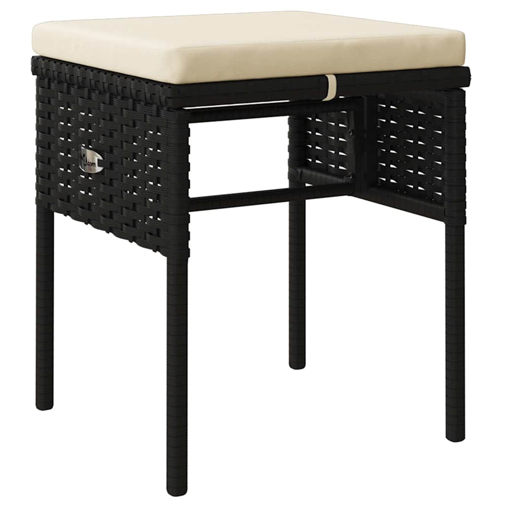 6-delige Loungeset met kussens poly rattan zwart – afbeelding 8