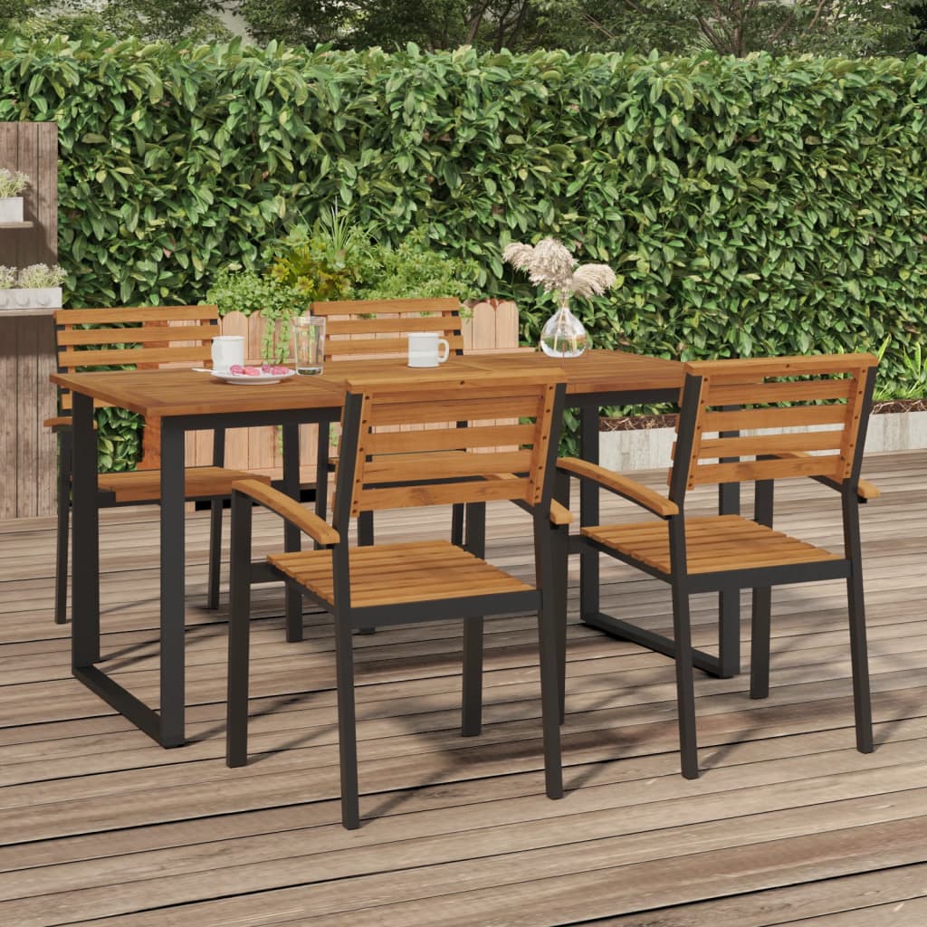 Tuintafel met U-vormige poten 160x80x75 cm massief acaciahout