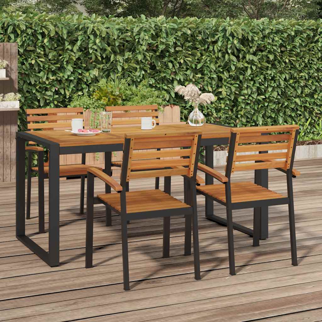 Tuintafel met U-vormige poten 160x80x75 cm massief acaciahout