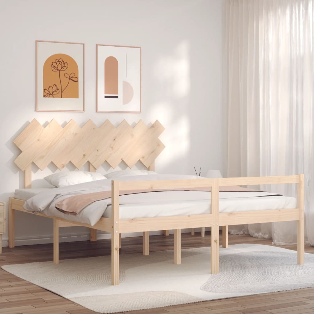 Seniorenbed met hoofdbord massief hout 160x200 cm – afbeelding 1