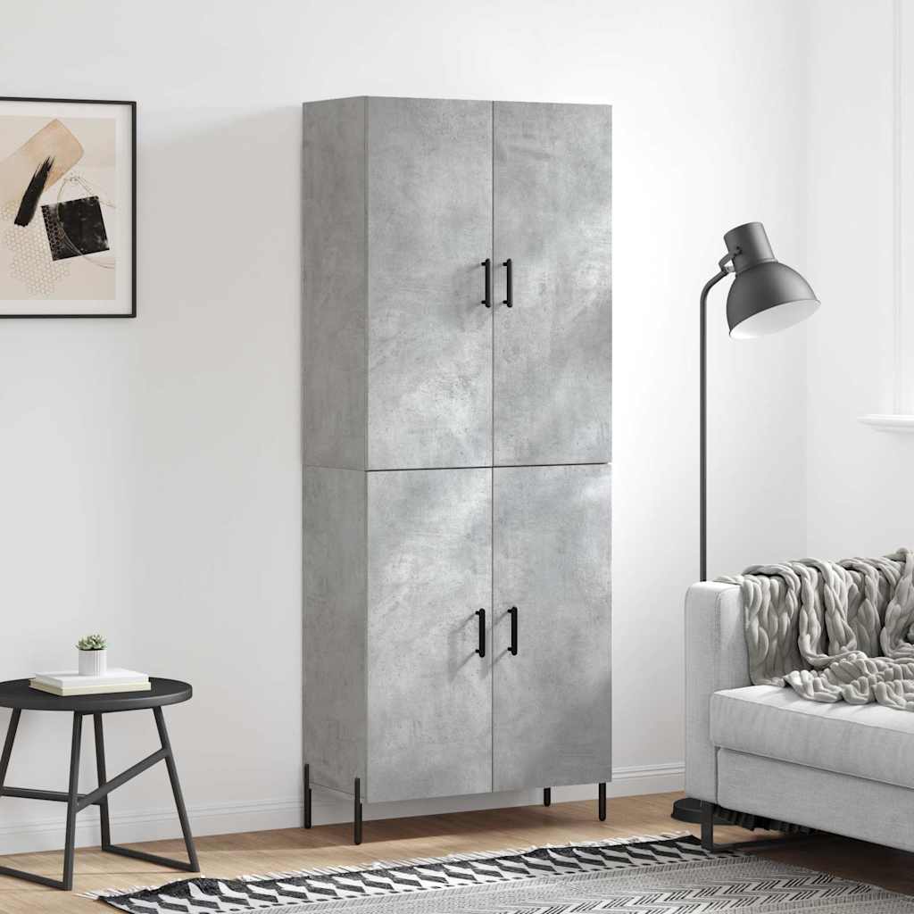 Hoge kast 69,5x34x180 cm bewerkt hout betongrijs