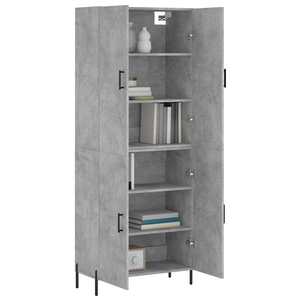 Hoge kast 69,5x34x180 cm bewerkt hout betongrijs – afbeelding 3