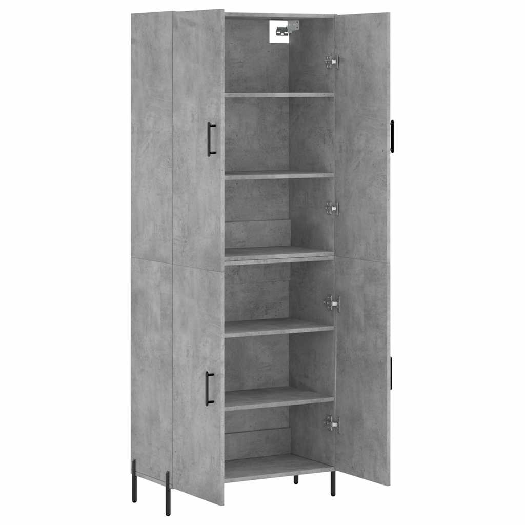 Hoge kast 69,5x34x180 cm bewerkt hout betongrijs – afbeelding 4