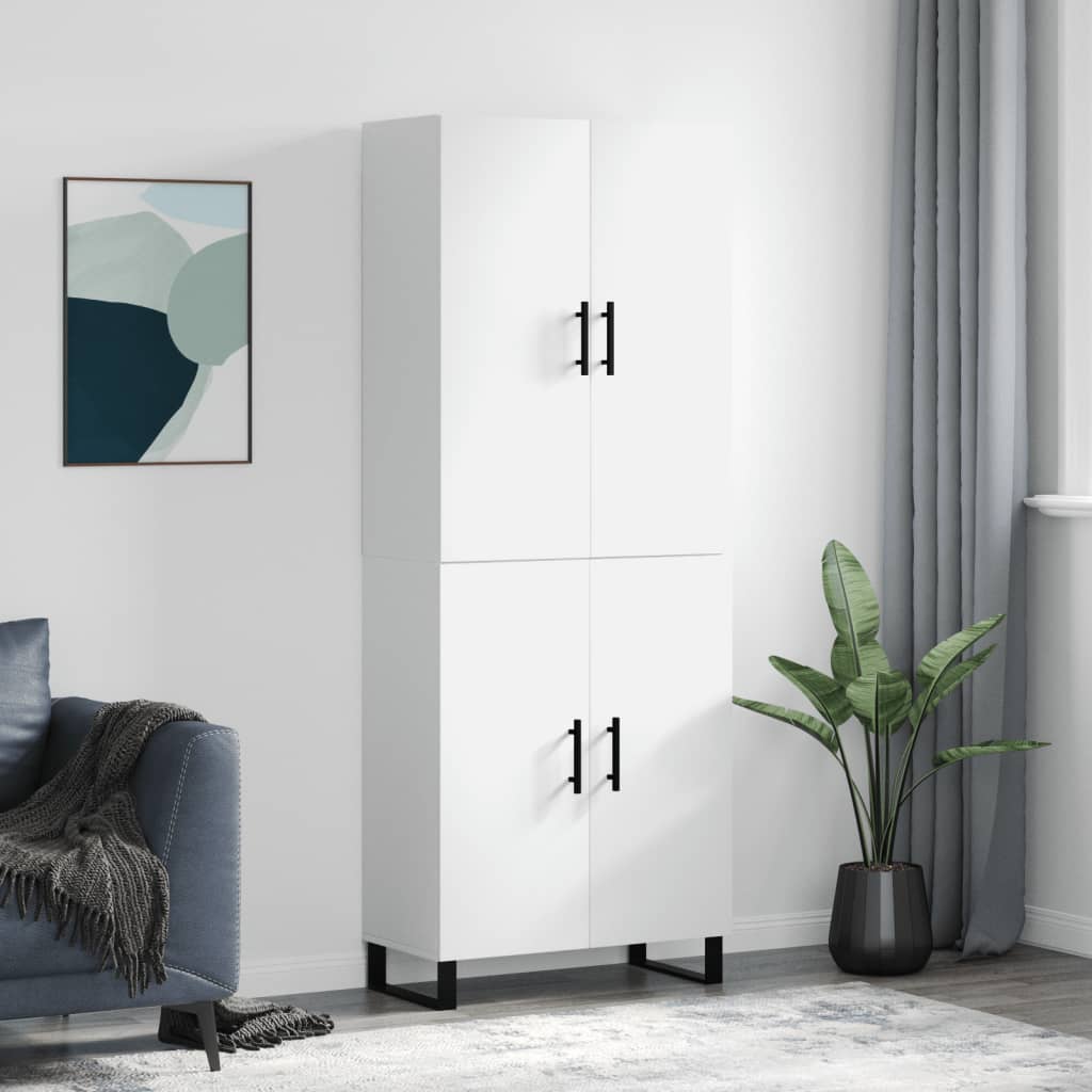 Hoge kast 69,5x34x180 cm bewerkt hout wit