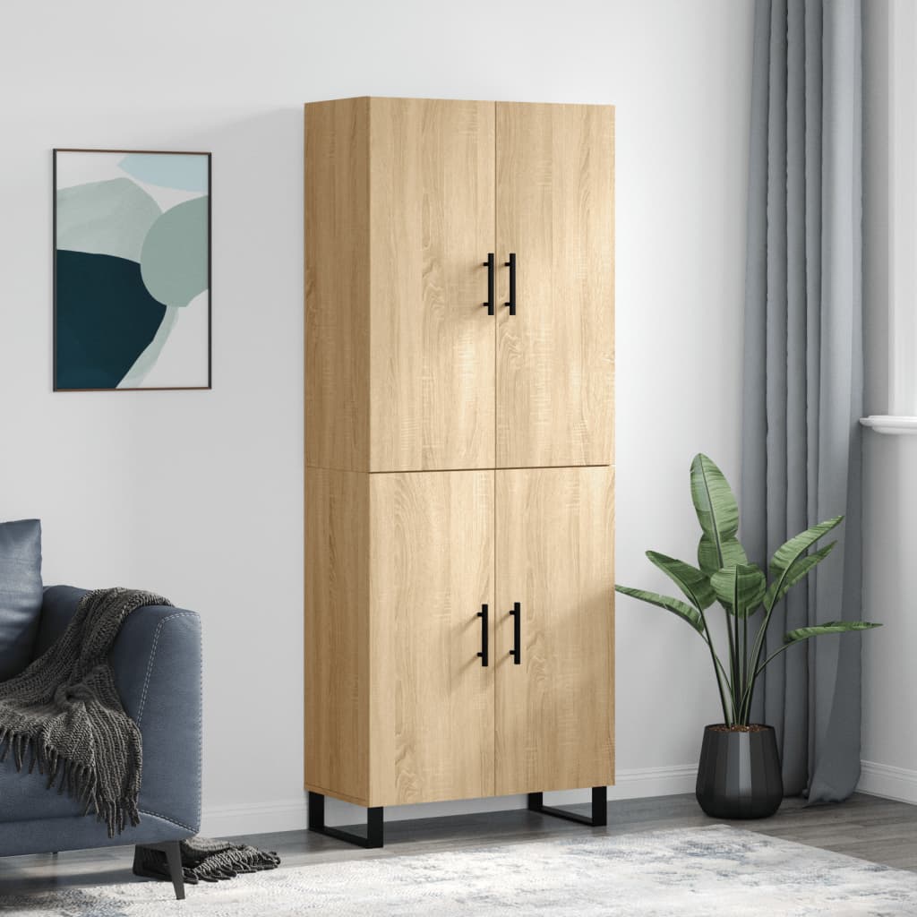 Hoge kast 69,5x34x180 cm bewerkt hout sonoma eikenkleurig