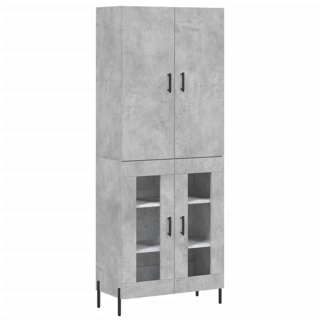 Hoge kast 69,5x34x180 cm bewerkt hout betongrijs – afbeelding 2