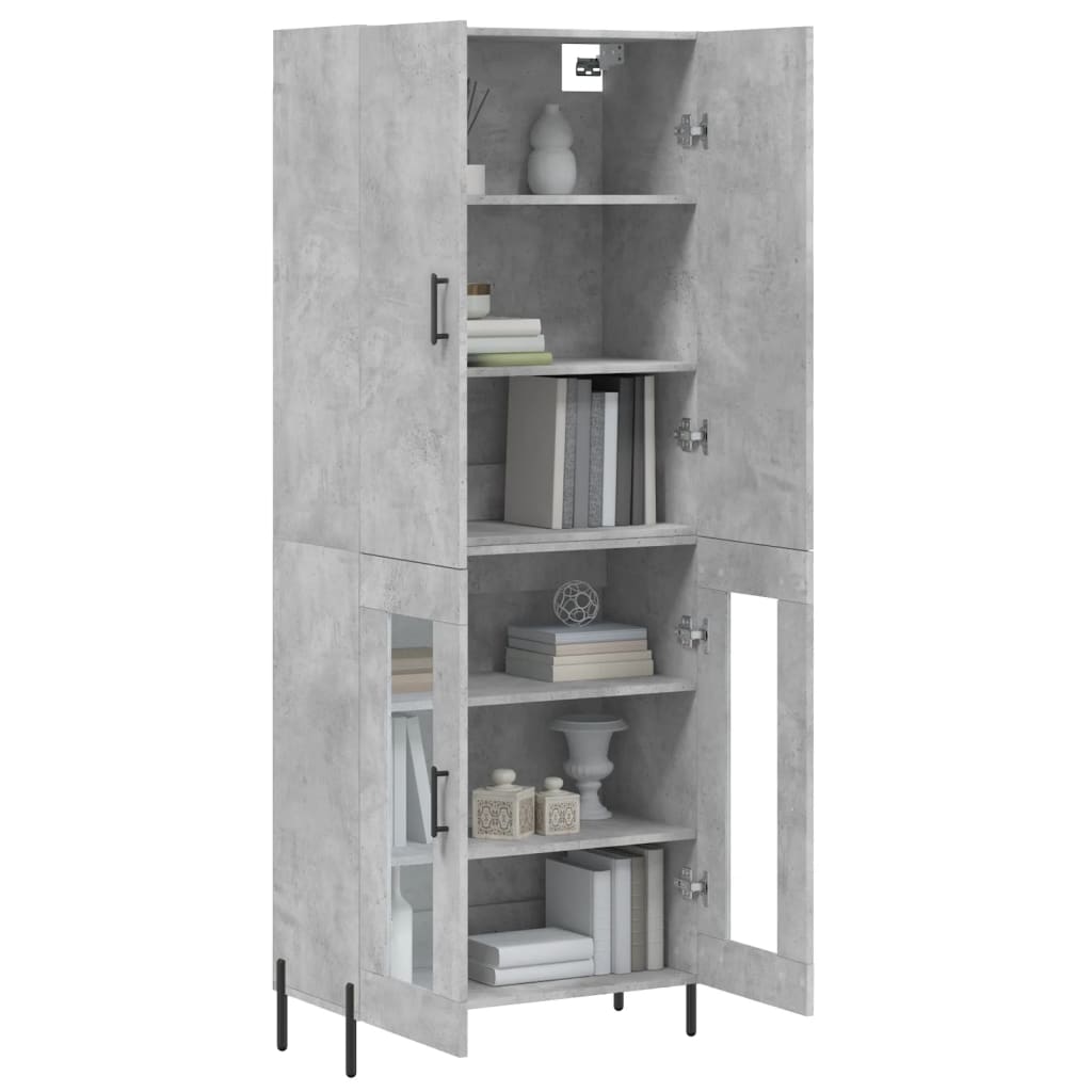 Hoge kast 69,5x34x180 cm bewerkt hout betongrijs – afbeelding 3