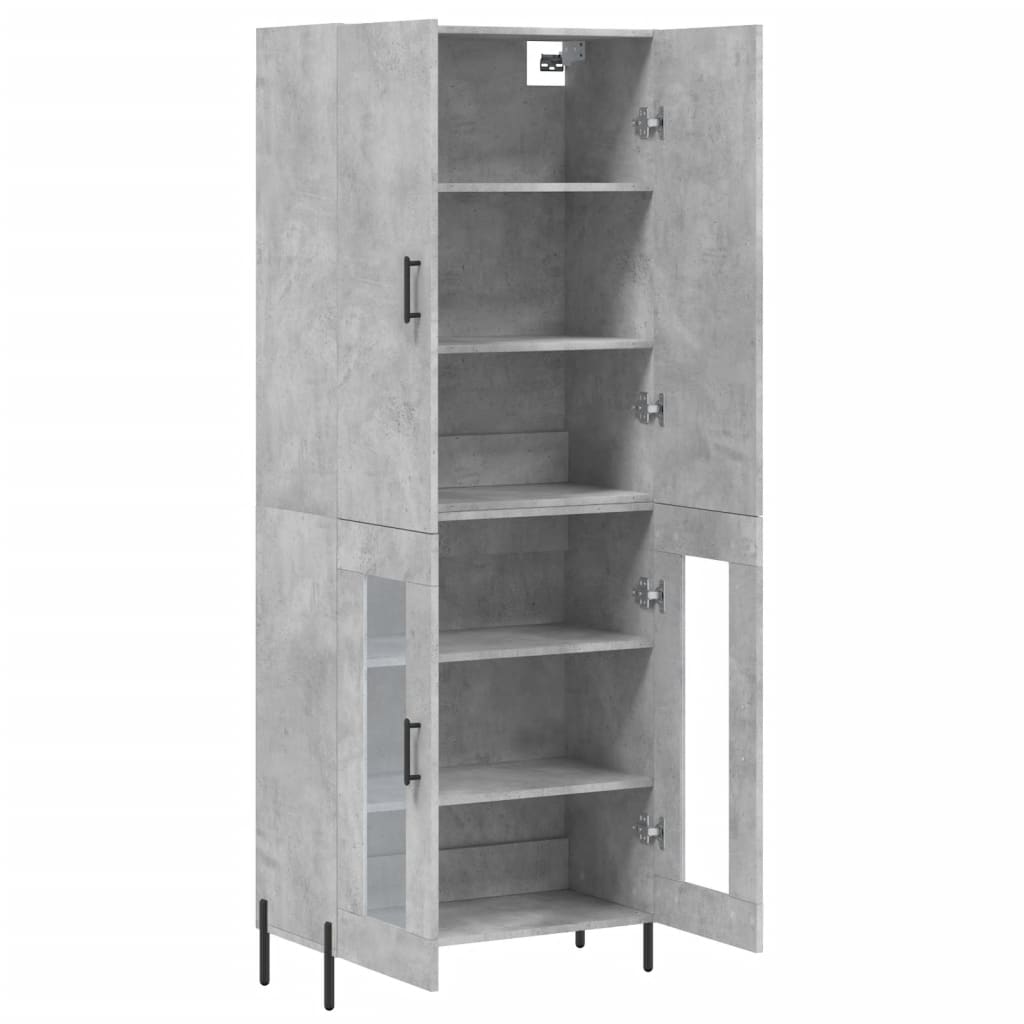 Hoge kast 69,5x34x180 cm bewerkt hout betongrijs – afbeelding 4
