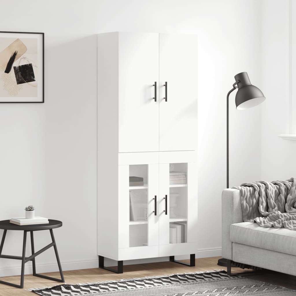 Hoge kast 69,5x34x180 cm bewerkt hout wit