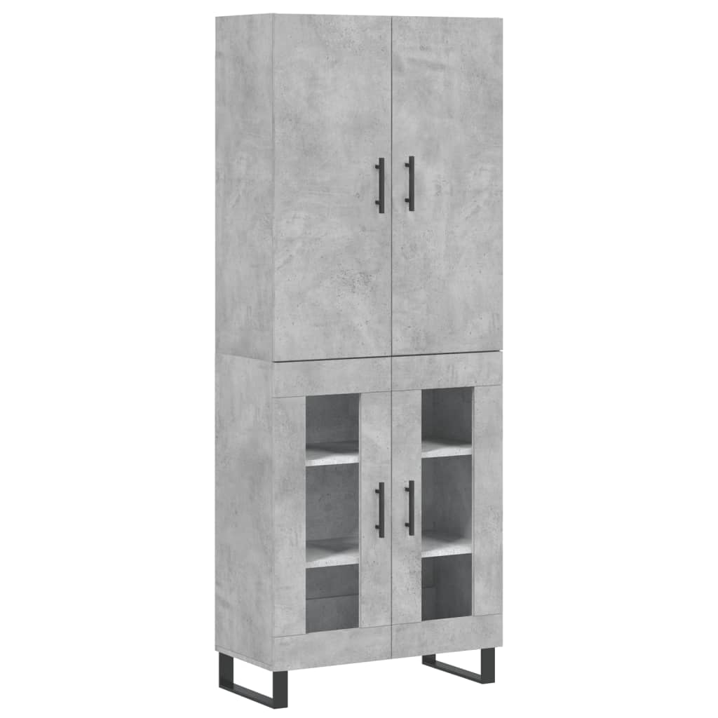 Hoge kast 69,5x34x180 cm bewerkt hout betongrijs – afbeelding 2