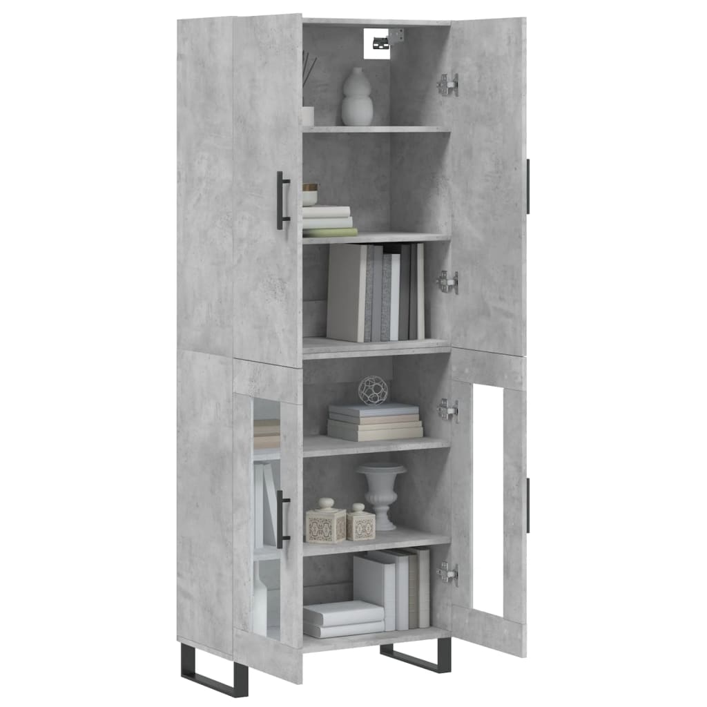 Hoge kast 69,5x34x180 cm bewerkt hout betongrijs – afbeelding 3