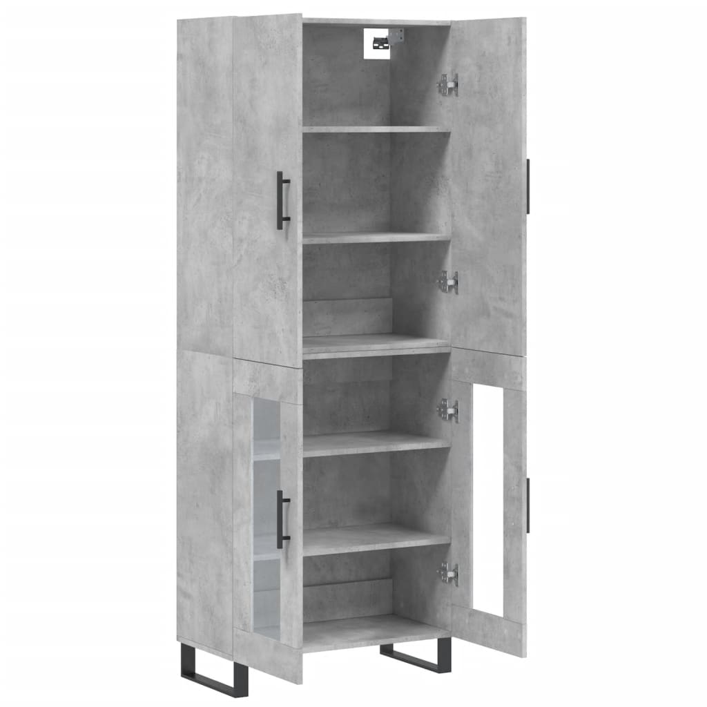 Hoge kast 69,5x34x180 cm bewerkt hout betongrijs – afbeelding 4
