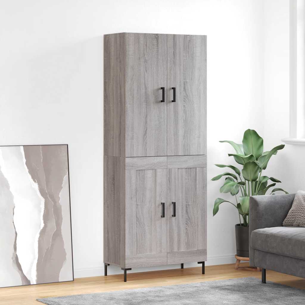Hoge kast 69,5x34x180 cm bewerkt hout grijs sonoma eikenkleurig