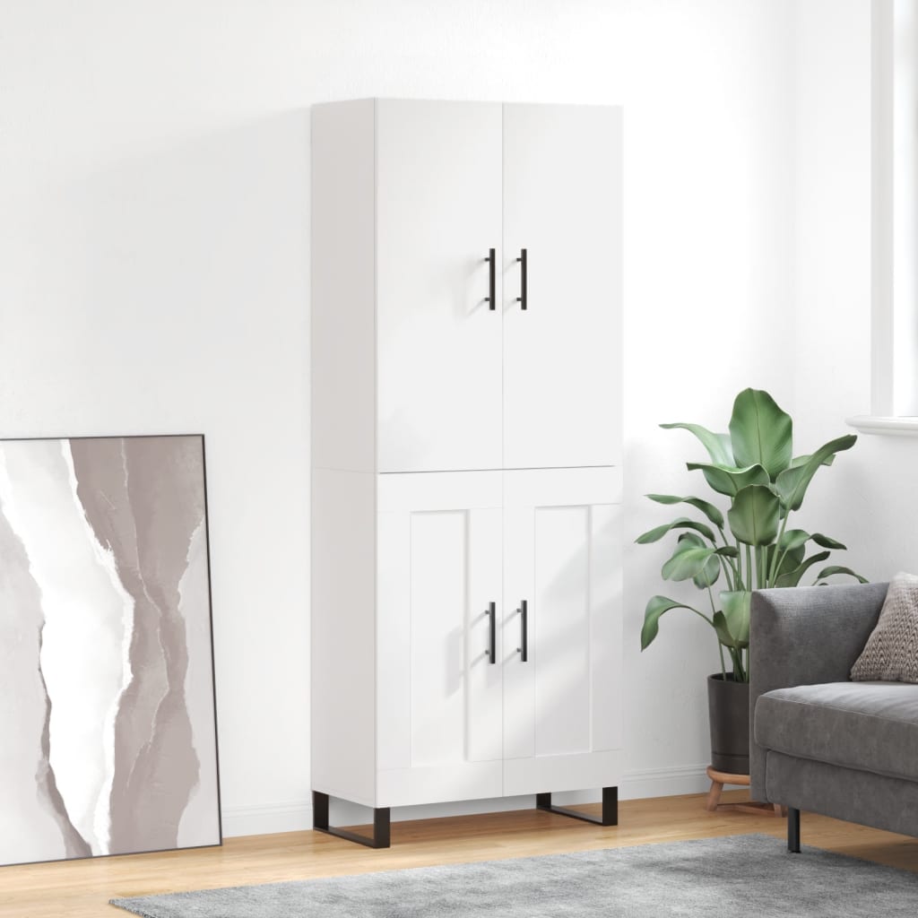 Hoge kast 69,5x34x180 cm bewerkt hout wit