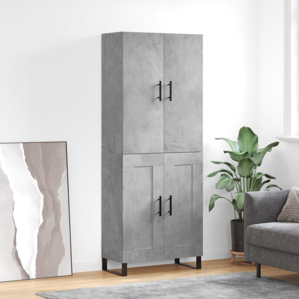 Hoge kast 69,5x34x180 cm bewerkt hout betongrijs – afbeelding 1