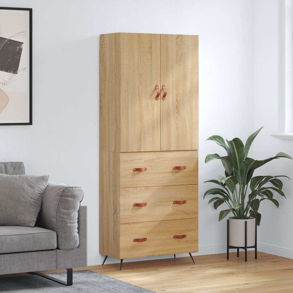Hoge kast 69,5x34x180 cm bewerkt hout sonoma eikenkleurig