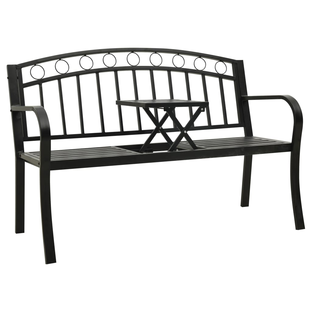Tuinbank met tafel 120 cm staal zwart