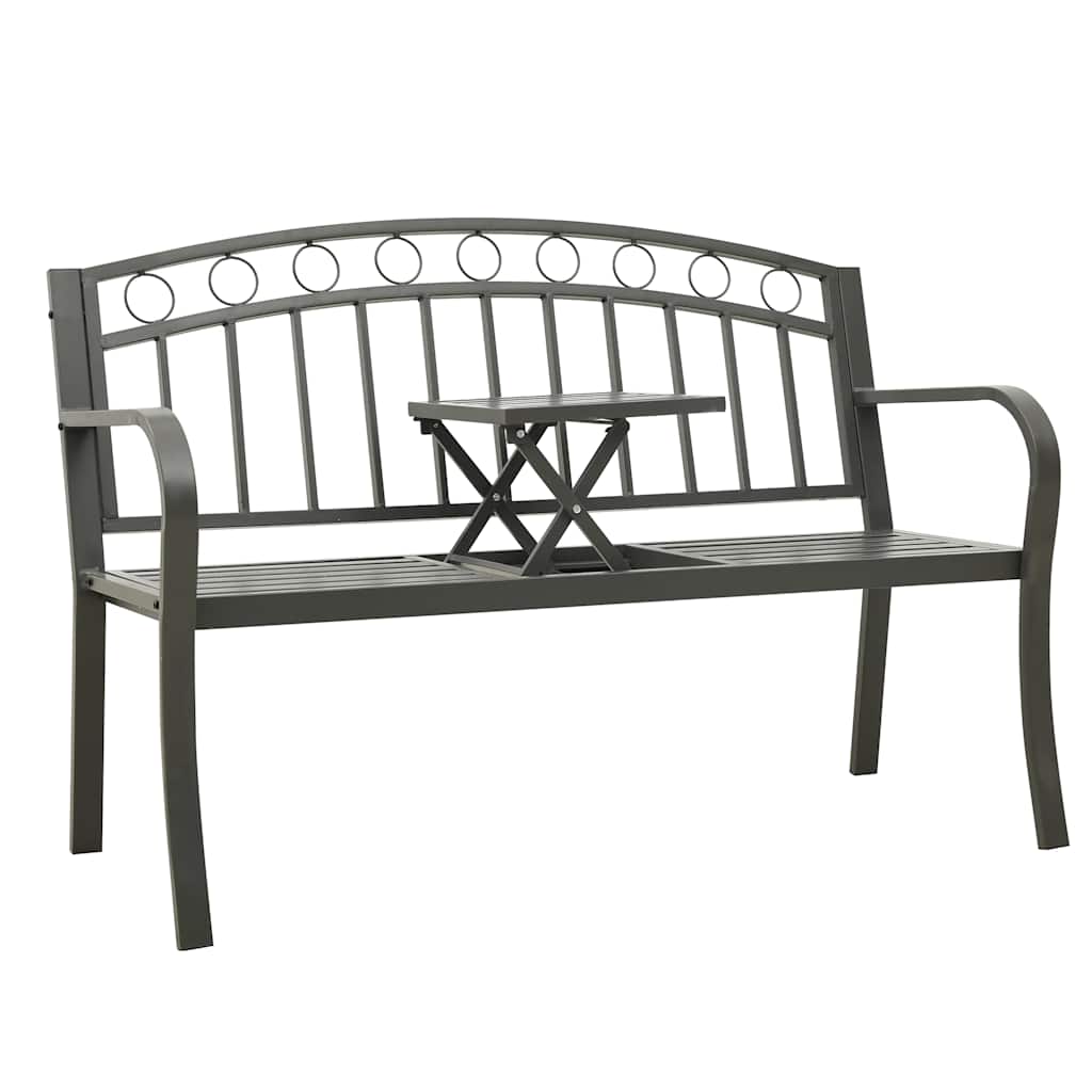 Tuinbank met tafel 120 cm staal grijs