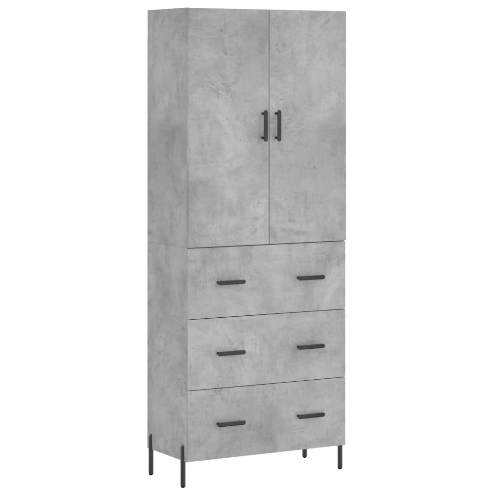 Hoge kast 69,5x34x180 cm bewerkt hout betongrijs – afbeelding 2