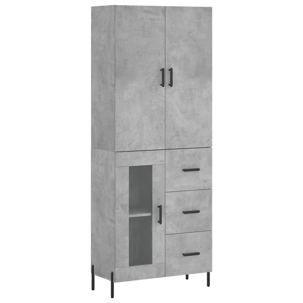 Hoge kast 69,5x34x180 cm bewerkt hout betongrijs – afbeelding 2
