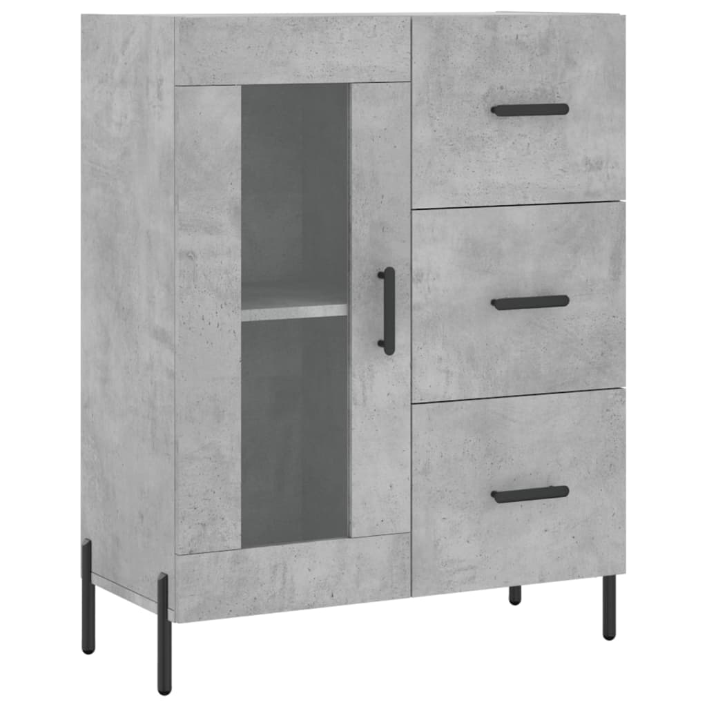 Hoge kast 69,5x34x180 cm bewerkt hout betongrijs – afbeelding 7