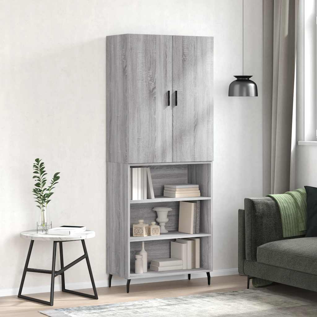 Hoge kast 69,5x34x180 cm bewerkt hout grijs sonoma eikenkleurig