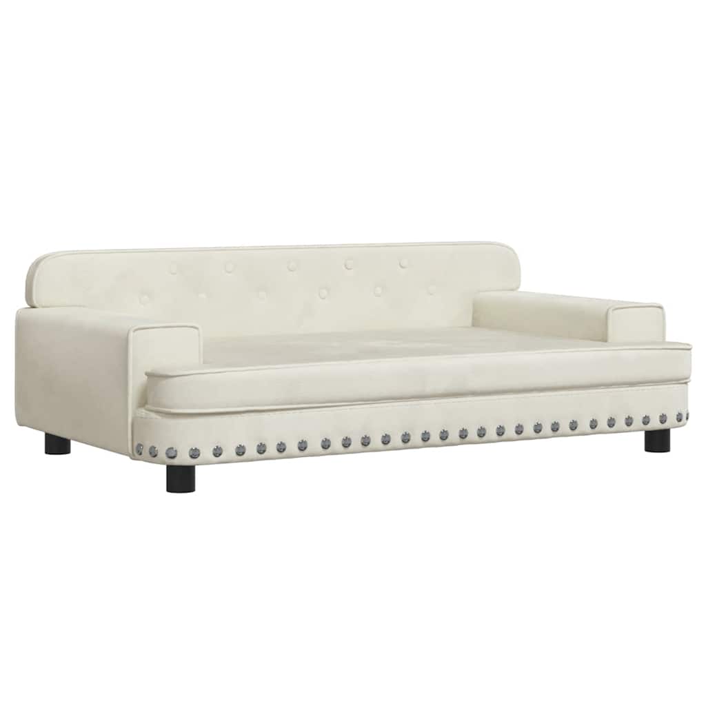Kinderbank 90x53x30 cm fluweel crèmekleurig – afbeelding 2