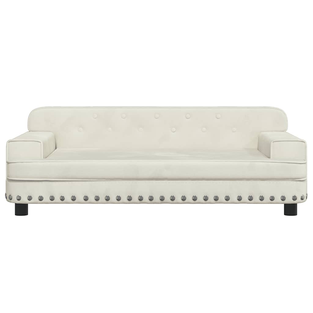 Kinderbank 90x53x30 cm fluweel crèmekleurig – afbeelding 3