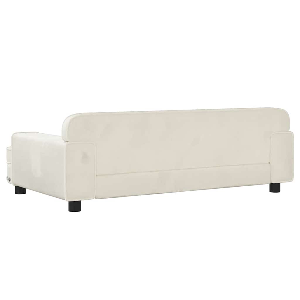Kinderbank 90x53x30 cm fluweel crèmekleurig – afbeelding 5