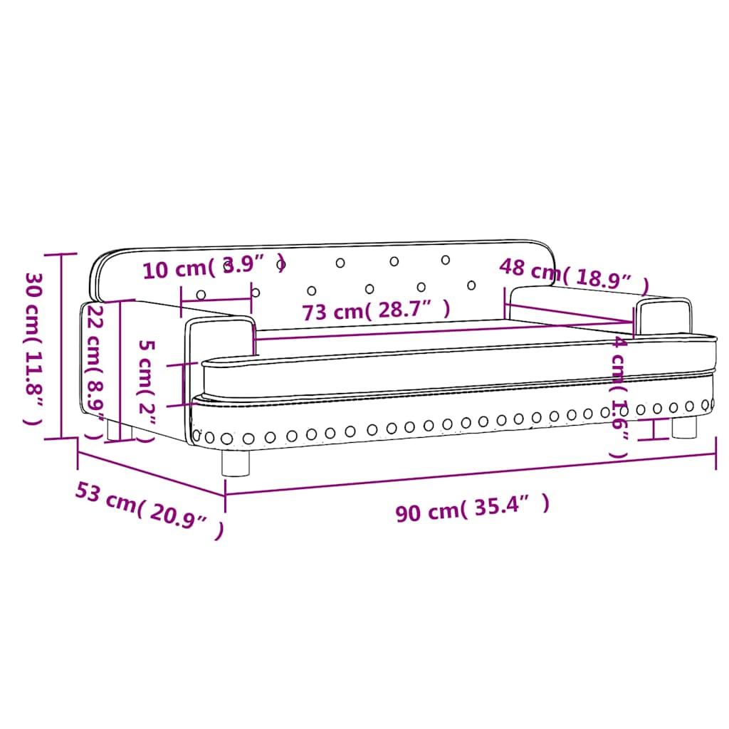 Kinderbank 90x53x30 cm fluweel crèmekleurig – afbeelding 7