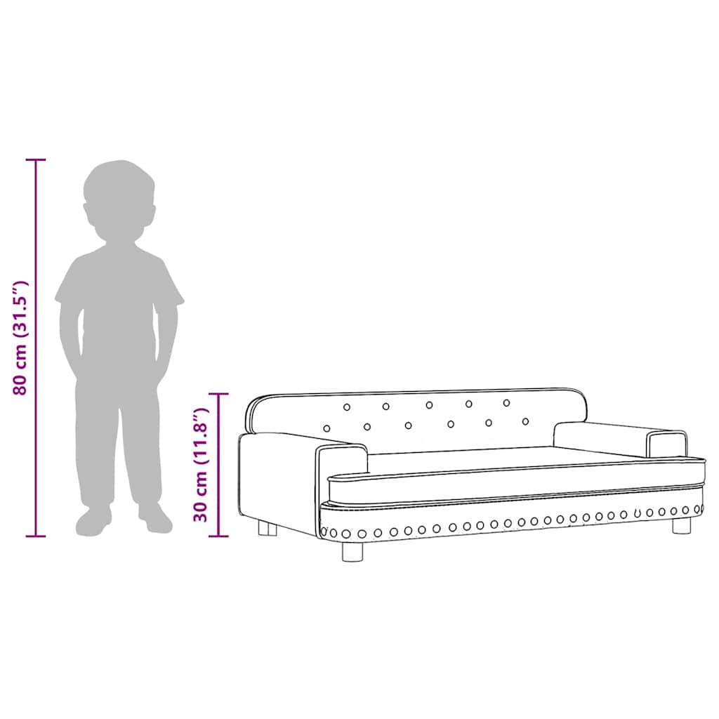 Kinderbank 90x53x30 cm fluweel crèmekleurig – afbeelding 8