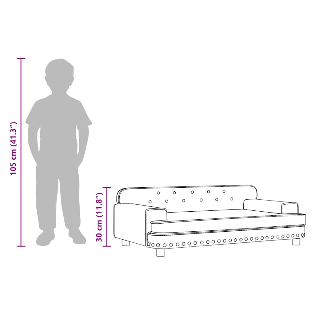 Kinderbank 90x53x30 cm fluweel crèmekleurig – afbeelding 9