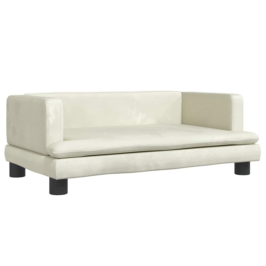 Kinderbank 80x45x30 cm fluweel crèmekleurig – afbeelding 2