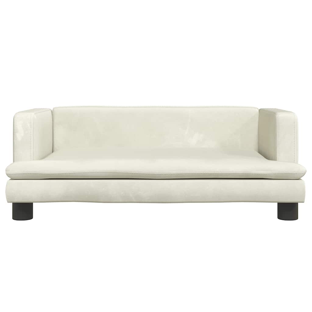 Kinderbank 80x45x30 cm fluweel crèmekleurig – afbeelding 3