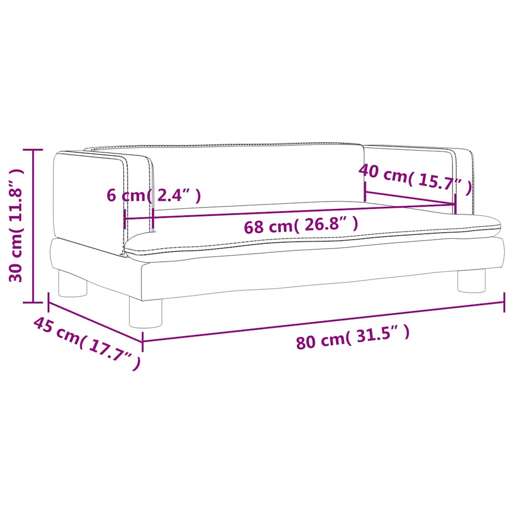 Kinderbank 80x45x30 cm fluweel crèmekleurig – afbeelding 7