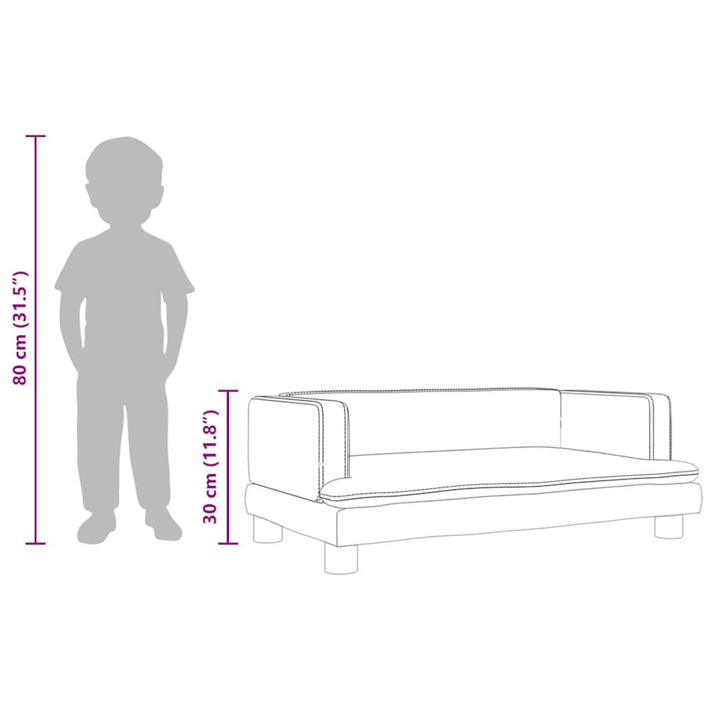 Kinderbank 80x45x30 cm fluweel crèmekleurig – afbeelding 8
