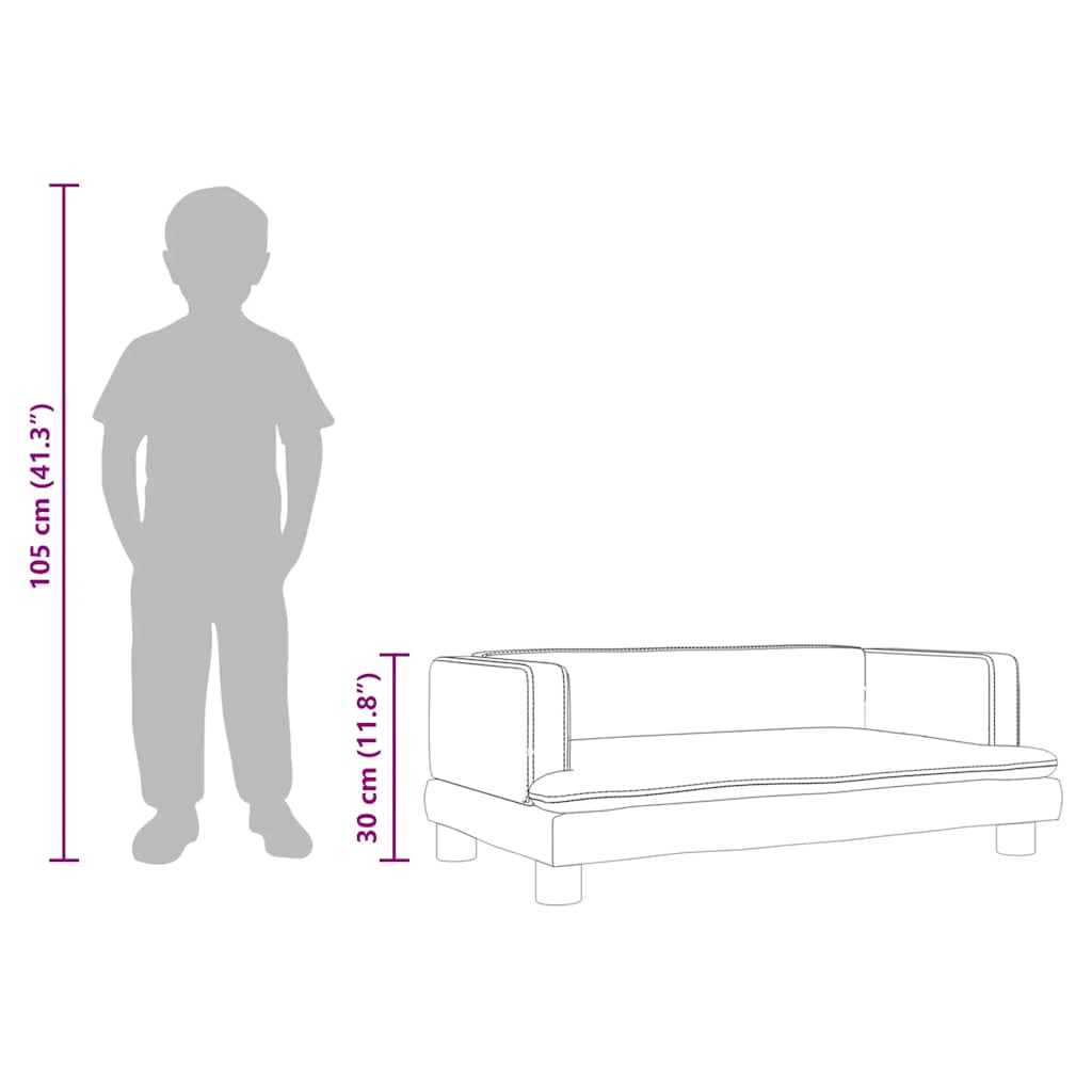 Kinderbank 80x45x30 cm fluweel crèmekleurig – afbeelding 9