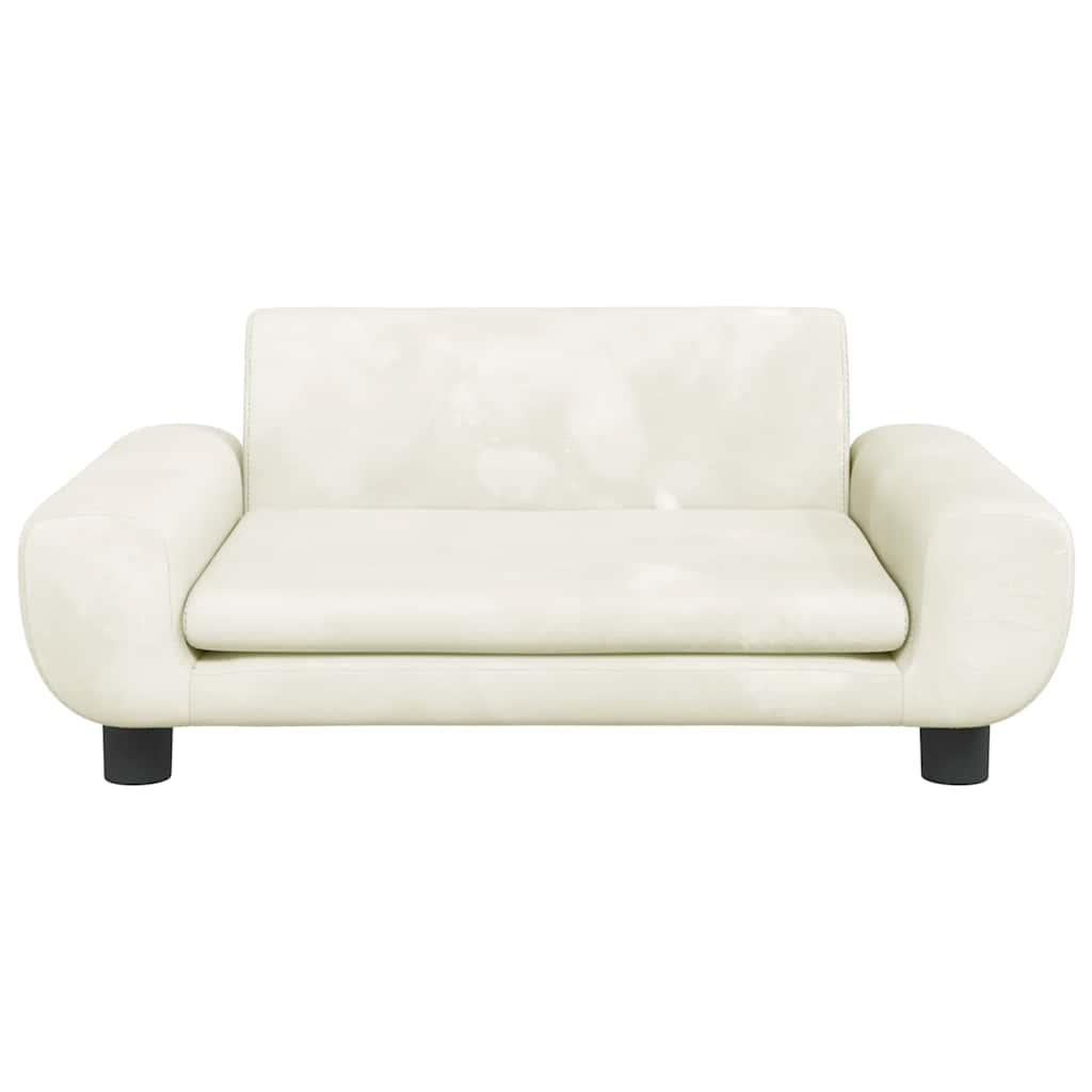 Kinderbank 70x45x33 cm fluweel crèmekleurig – afbeelding 3
