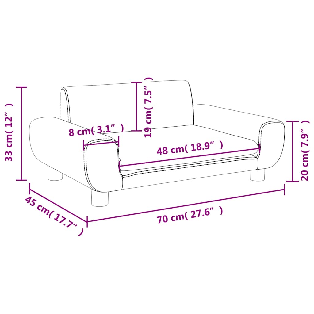 Kinderbank 70x45x33 cm fluweel crèmekleurig – afbeelding 7