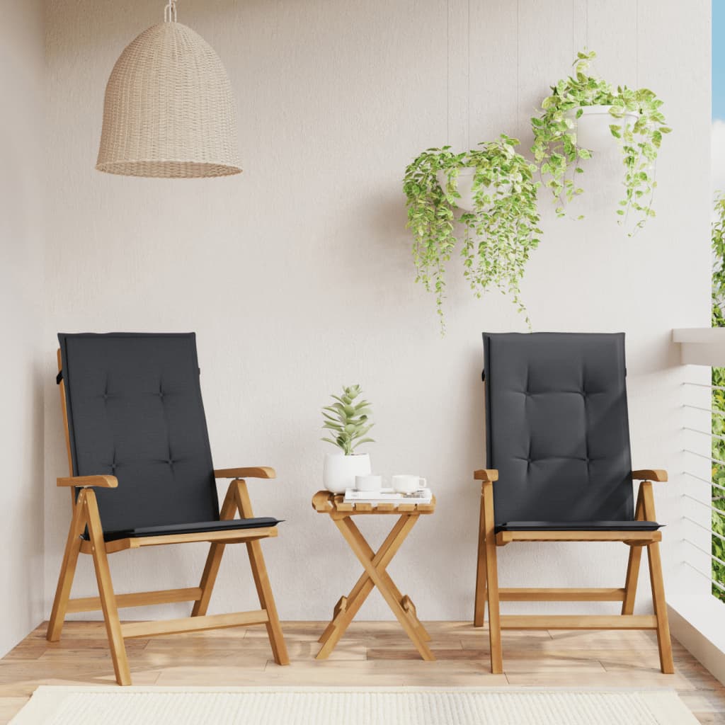 Tuinstoelen 2 st verstelbaar met kussens massief teakhout – afbeelding 1