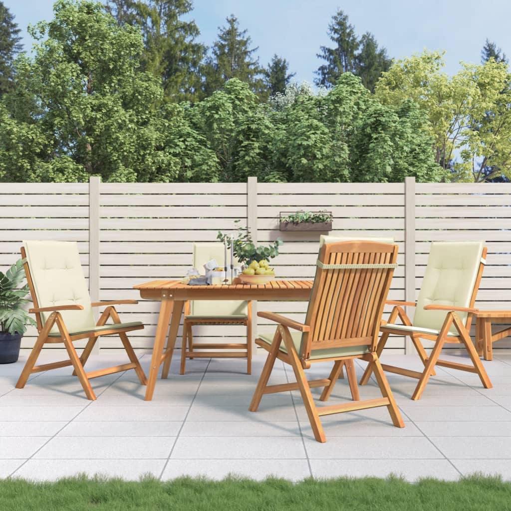 Tuinstoelen 4 st verstelbaar met kussens massief teakhout – afbeelding 1