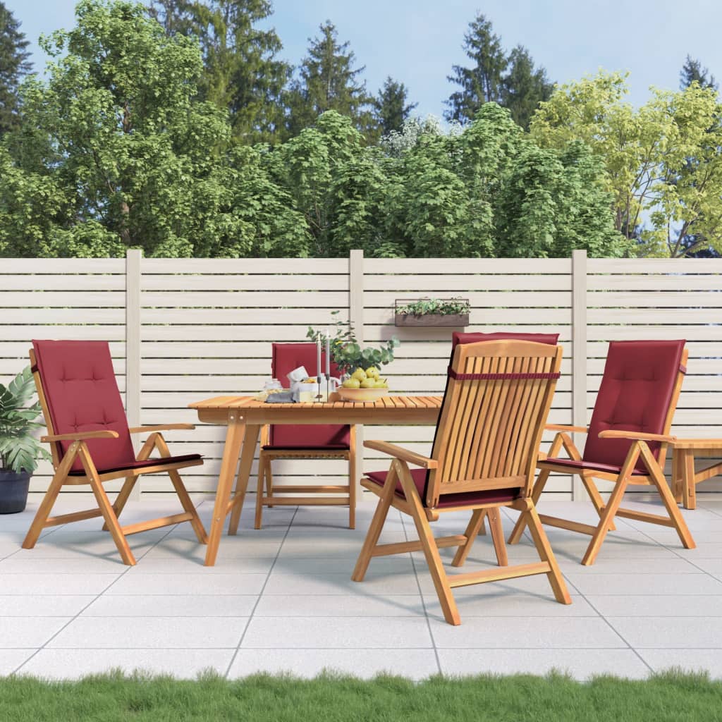 Tuinstoelen 4 st verstelbaar met kussens massief teakhout – afbeelding 1