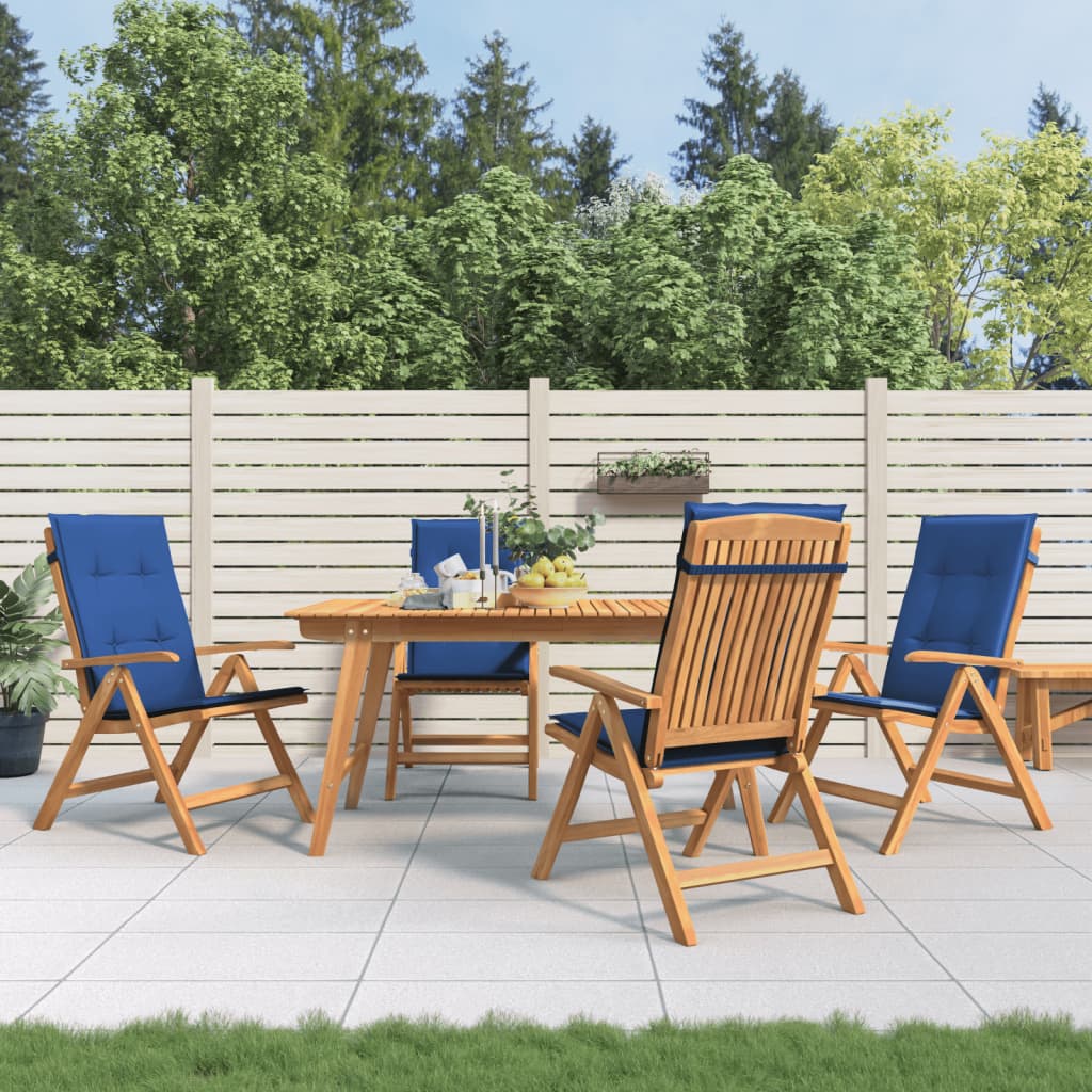 Tuinstoelen 4 st verstelbaar met kussens massief teakhout – afbeelding 1