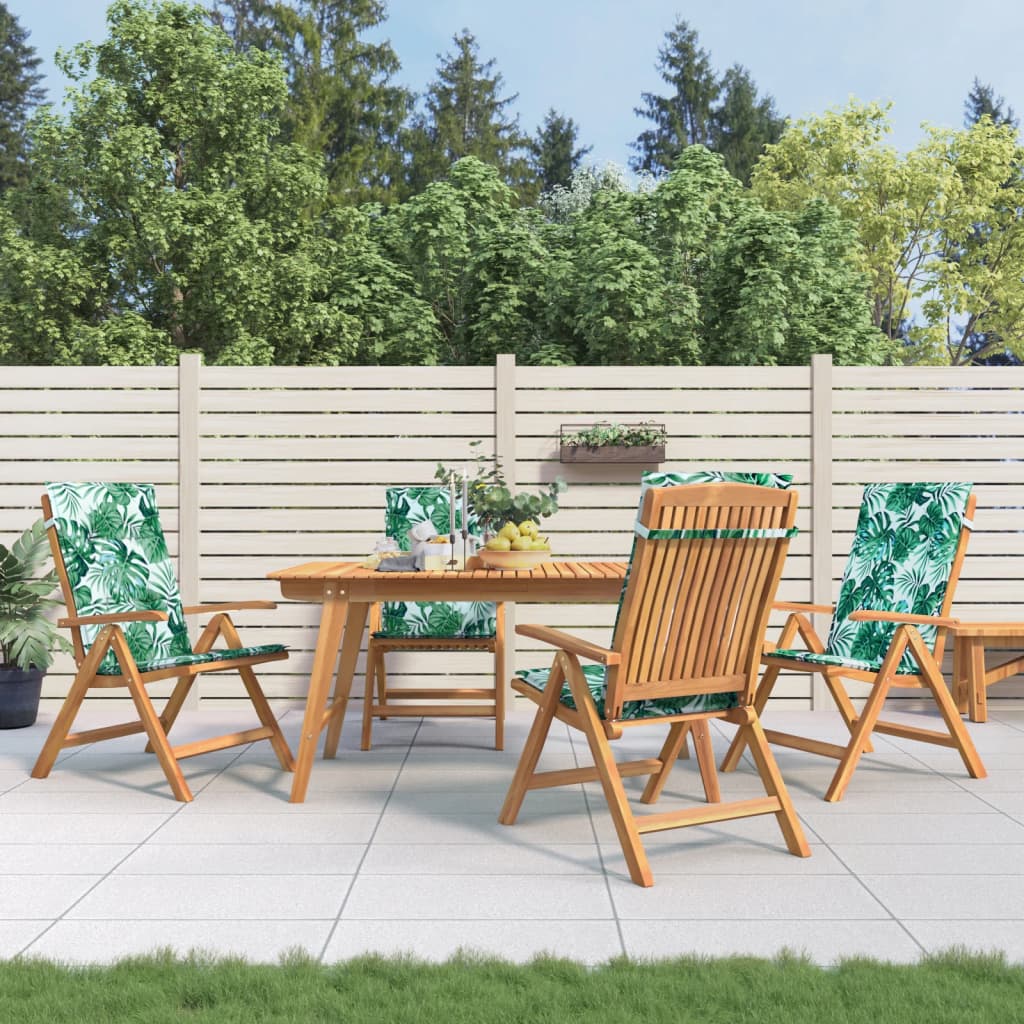 Tuinstoelen 4 st verstelbaar met kussens massief teakhout – afbeelding 1